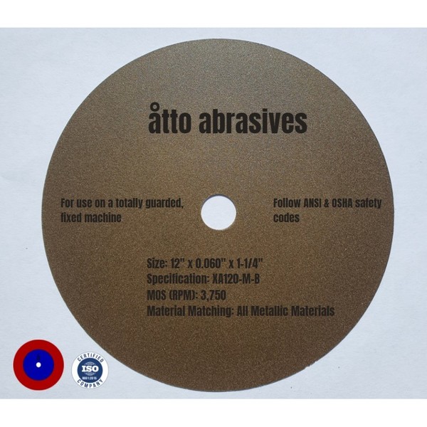 Atto Abrasives Non-Reinforced Resinoid Cut-off Wheels 12" x 0.060" x 1-1/4" 1W300-150-PG